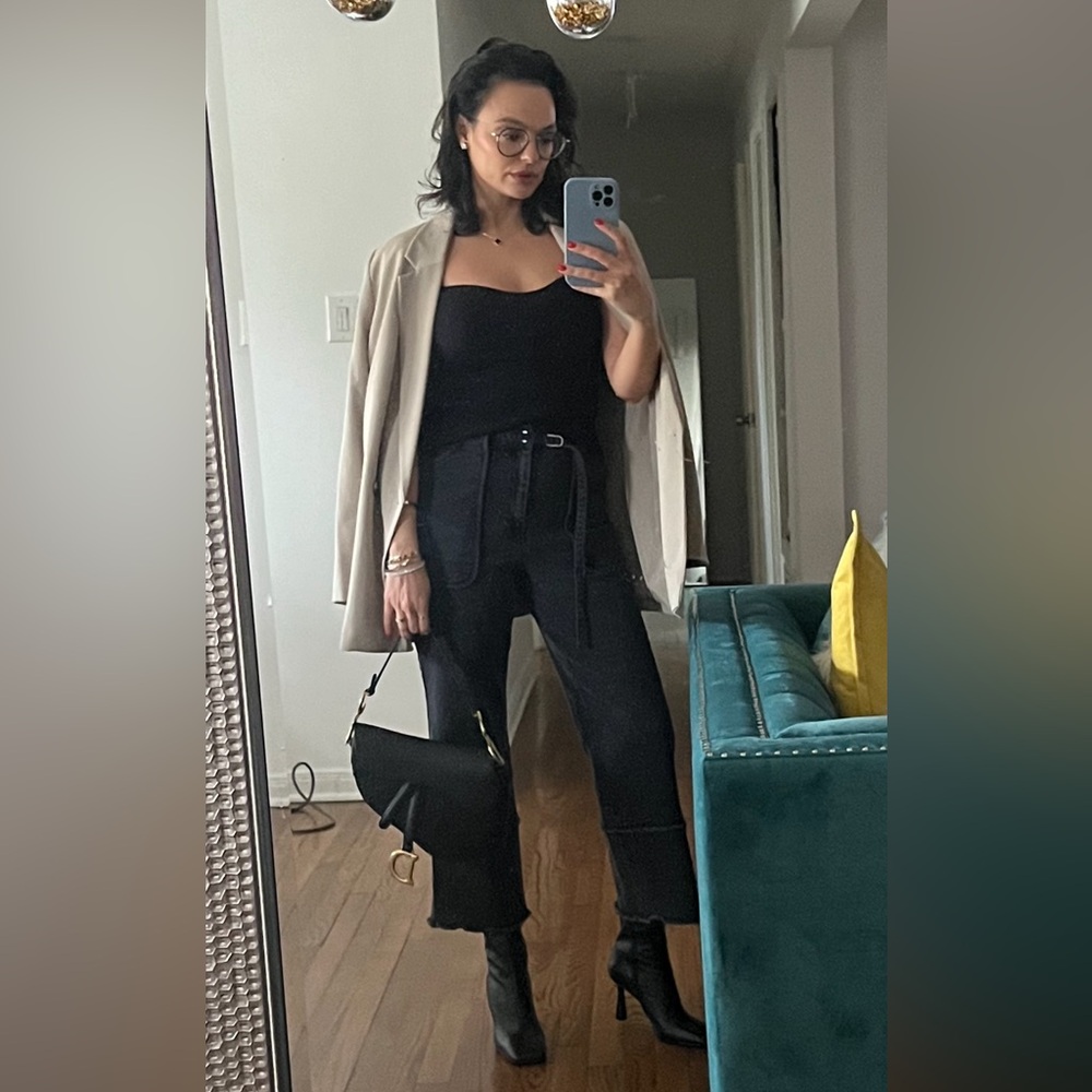 Cream colored oversized edgy aesthetic vibes blazer